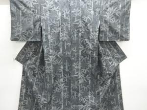 竹笹模様織り出し手織り紬着物